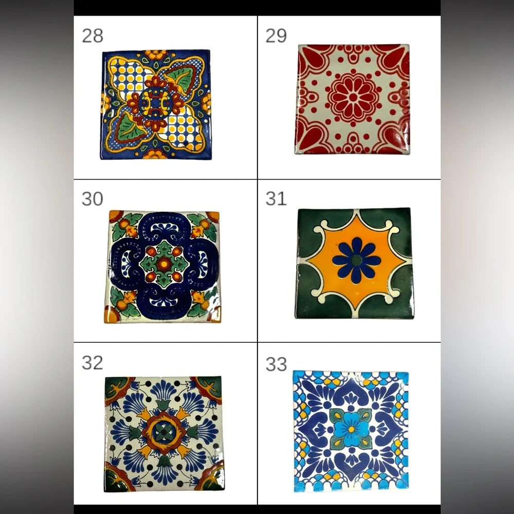 4-Pack Mexican Talavera Tile Coaster Set - Picture 5 of 5
